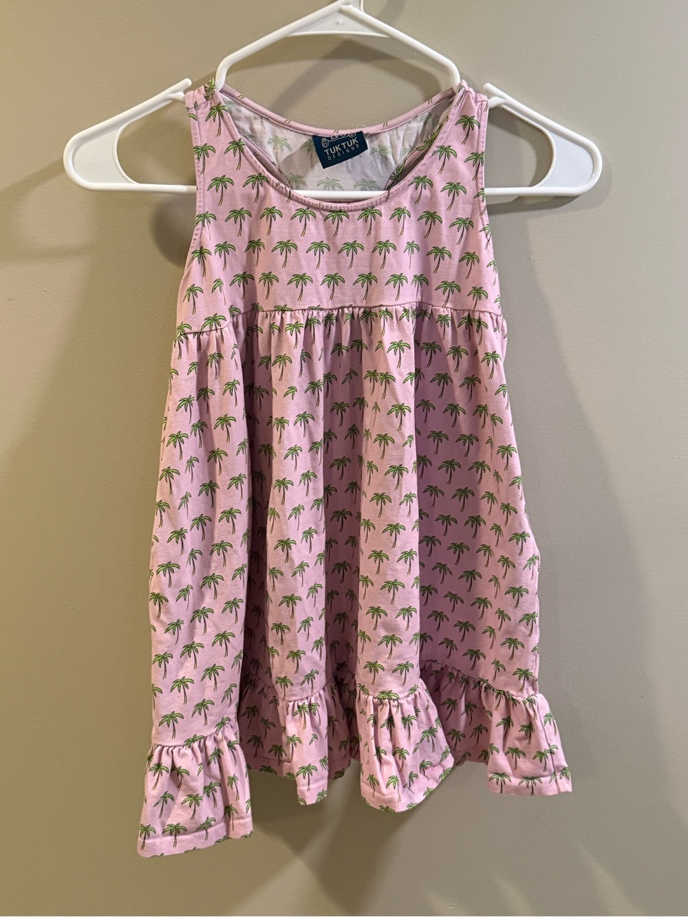Tuk-Tuk Pink Palm Print Girls' Casual Dress